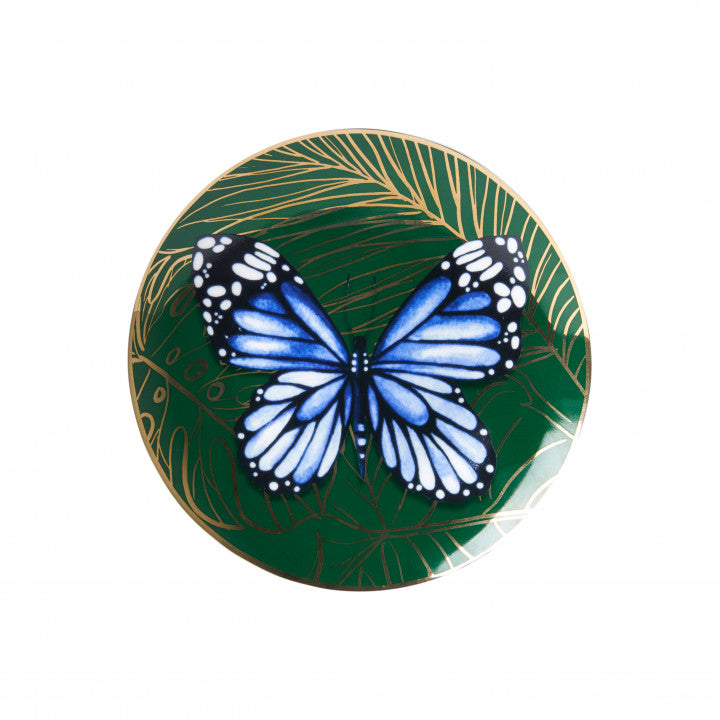 HEINEN DELFTS BLAUW WALL PLATE, BUTTERFLY 'VLINDER' 15.5cm.