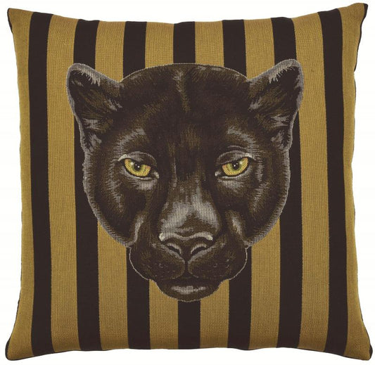 ADORABELLA, PANTHER & STRIPES, JACQUARD FABRIC CUSHION, 45cm SQUARE, MADE IN AUSTRALIA.