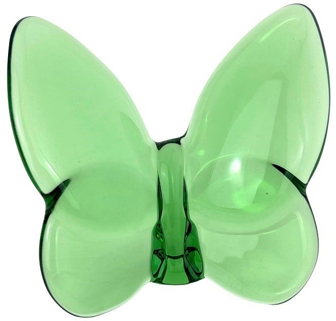 GREEN GLASS BUTTERFLY ORNAMENT, 8 x 4 x 7cm.