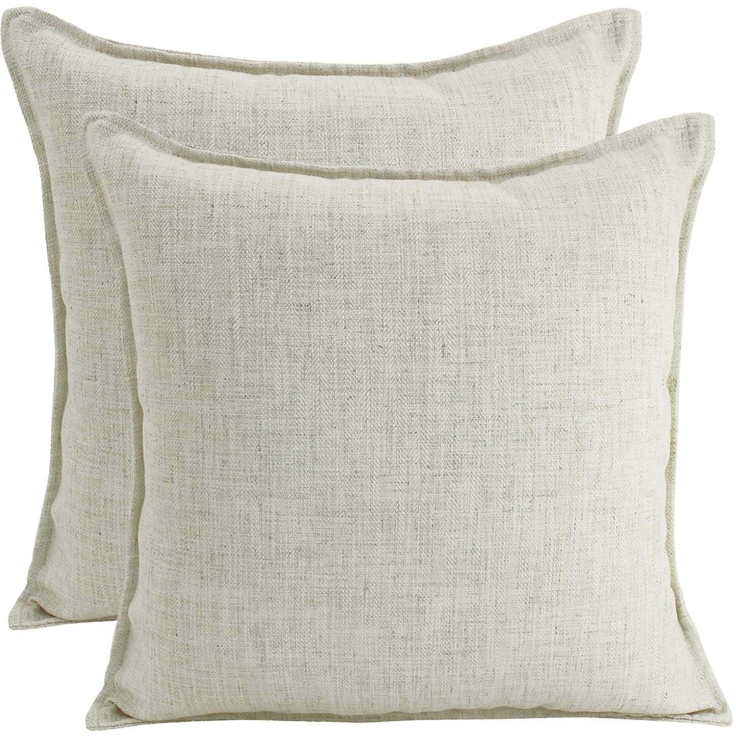 HERRINGBONE DESIGN BEIGE LINEN CUSHION, 55 x 55cm.