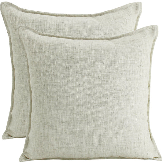 HERRINGBONE DESIGN BEIGE LINEN CUSHION, 55 x 55cm.
