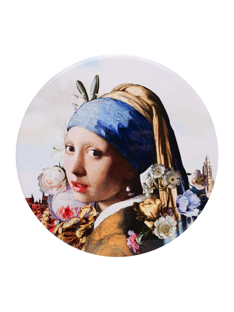 HEINEN DELFTS BLAUW, THE GIRL WITH A PEARL EARRING TRIVET, DIAMETER 18cm.