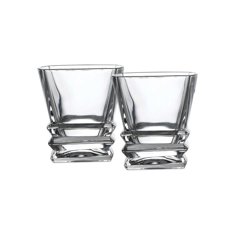 A PAIR OF ROYAL DOULTON PRISM CRYSTAL WHISKEY GLASSES