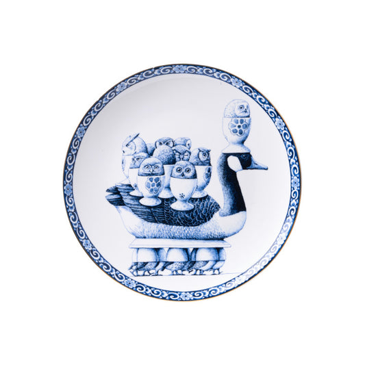 HEINEN DELFTS BLAUW WALL PLATE, REDMER HOEKSTRA DUCK, 26cm.