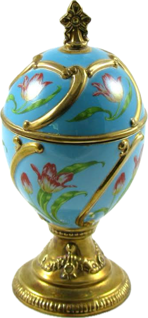 MUSICAL CERAMIC FABERGE EGG, HOUSE OF FABERGE by FRANKLIN MINT, PLAYS TCHIAKOVSKY’S ‘OUR LOVE’ CIRCA 2015, HEIGHT 13cm.