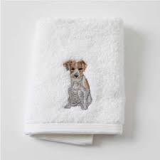 PAWFECT EMBROIDERED COTTON FACE WASHER, 32cm SQUARE.