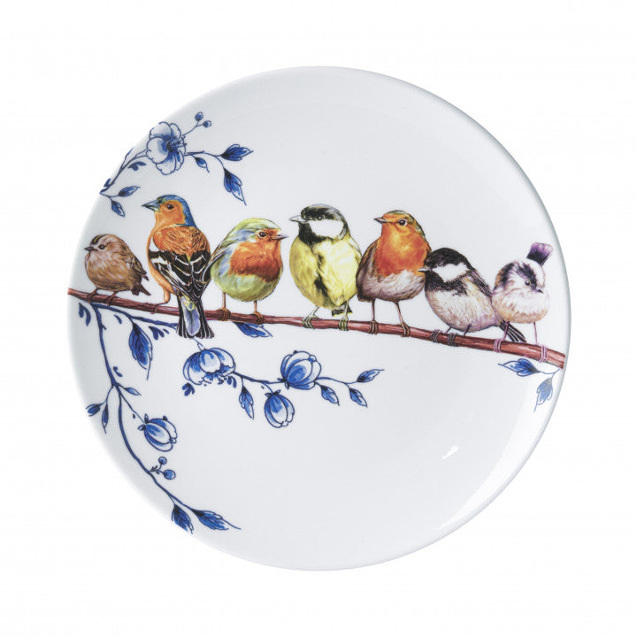 HEINEN DELFTS BLAUW WALL PLATE, FOREST BIRDS, 26cm.