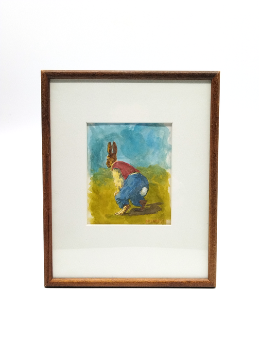 GRAEME DRENDEL, (BORN 1953) BRER RABBIT, WATERCOLOUR, SIGNED DRENDEL ‘14, IMAGE 9.5 x 12.5cm, FRAME 22 x 27cm.