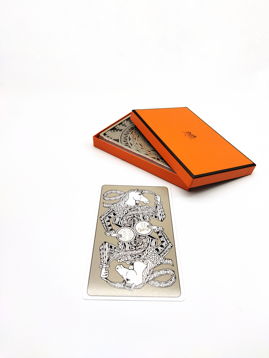HERMÈS, JUMBO PLAYING CARDS SET 'LES 4 MONDES' GM NEW & SEALED,  WITH BOX, 19 x 11cm.