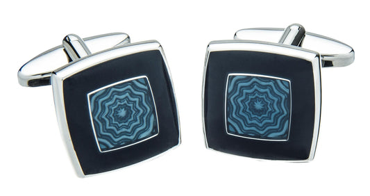 JOS VON ARX, SQUARE RIPPLE EFFECT CUFFLINKS, SWIVEL BACKS, WITH BOX