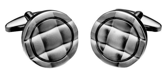 JOS VON ARX, BUTTON STYLE GUNMETAL CUFFLINKS, SWIVEL BACKS, WITH BOX