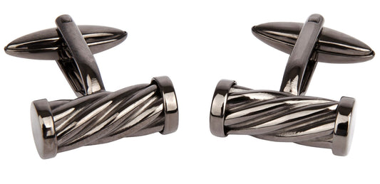 JOS VON ARX, GUNMETAL ROPE CUFFLINKS, SWIVEL BACKS, WITH BOX