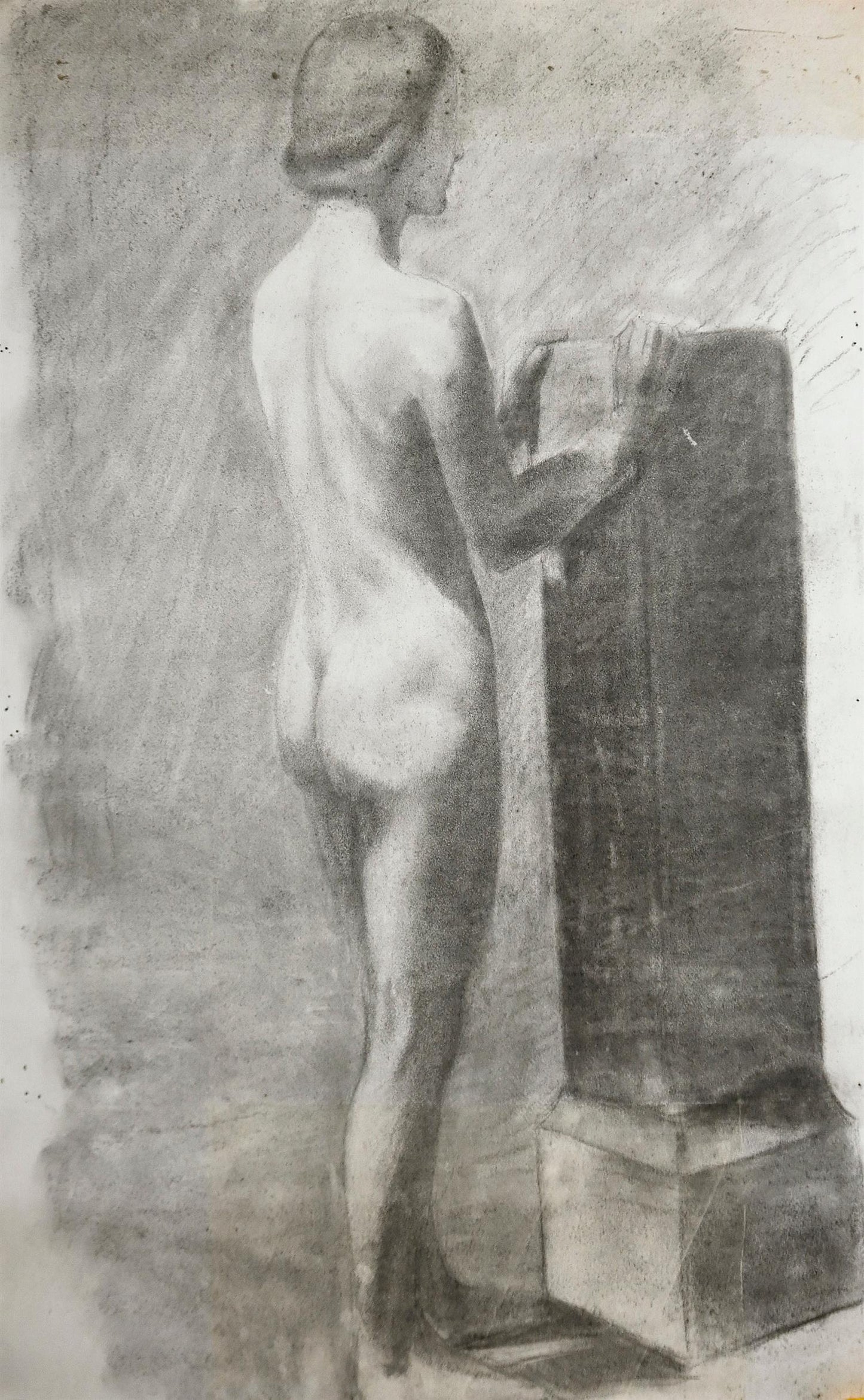 FLORENCE DEARLING, MALE FIGURE STUDY, DUAL SIDED, PENCIL ON PAPER, UNSIGNED, IMAGE 103 x 69cm, CUSTOM FRAME 1060 x 650cm.