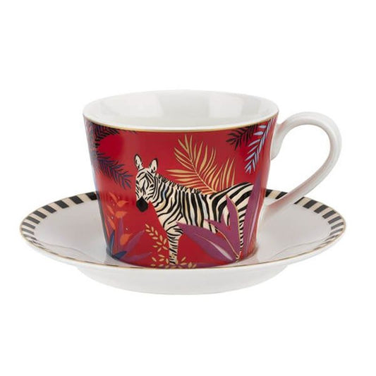 SARA MILLER FOR PORTMEIRION, THAITI COLLECTION ‘ZEBRA’ TEA CUP AND SAUCER.