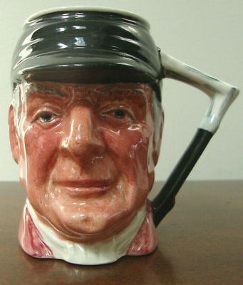 SANDLAND WARE, LANCASTER ENGLAND, ‘D’YE KEM JOHN PEEL, TALLYO CERAMIC STIRRUP CUP WITH SILVER P,ATED RIM, HEIGHT 11cm.