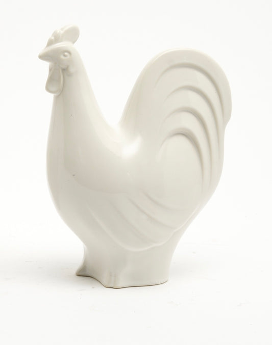 A JAPANESE GLAZED WHITE PORCELAIN FIGURES OF A ROOSTER, WITH BOXED H.22.5CM