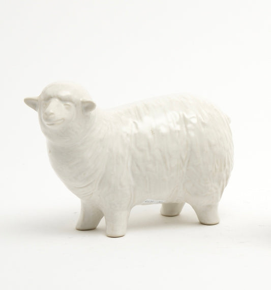 A JAPANESE GLAZED WHITE PORCELAIN FIGURES OF A SHEEP, WITH BOXED