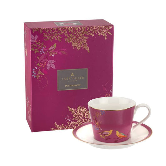 SARA MILLER FOR PORTMEIRION, CHELSEA COLLECTION TEA CUP AND SAUCER, PINK.