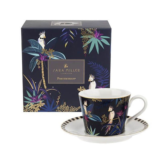 SARA MILLER FOR PORTMEIRION, TAHITI COLLECTION ‘COCKATOO’ CUP AND AND SAUCER.