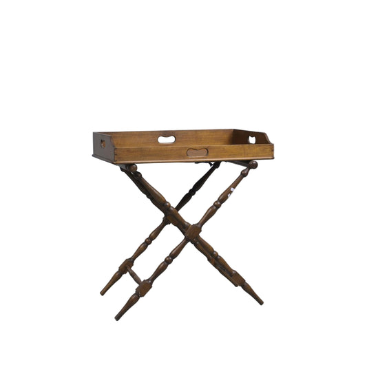 AN ANTIQUE MAHOGANY BUTLER'S TRAY ON STAND, 77 x 71 x 44cm.
