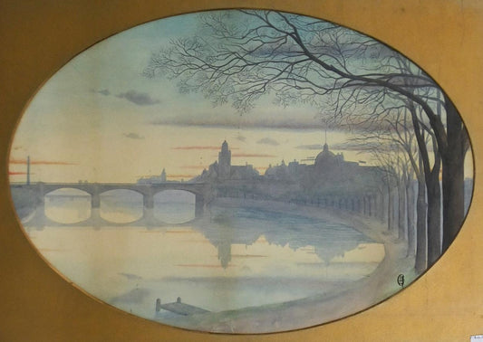 ARTIST UNKNOWN, PRINCES BRIDGE, MELBOURNE, WATERCOLOUR, MONOGRAMMED LOWER RIGHT, 38 X 55cm, FRAME SIZE: 51.5 X 69cm, CIRCA 1930.