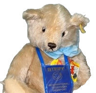 VINTAGE STEIFF MOHAIR PASSPORT TEDDY BEAR, HEIGHT 35cm, 0245/40, CIRCA 1985.