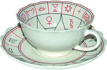 THE CUP OF DESTINY, TRADITIONAL FORTUNE TELLERS CUP, WITH SAUCER.