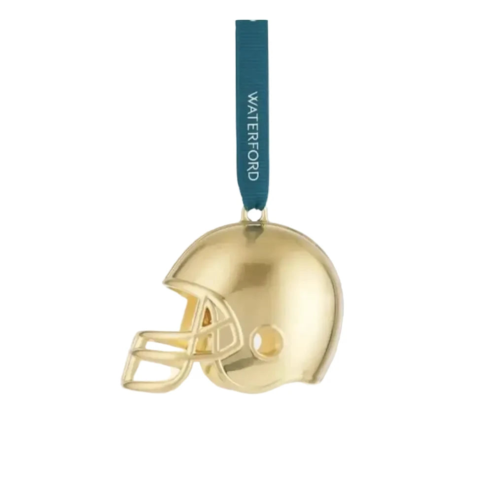 WATERFORD, HELMET CHRISTMAS ORNAMENT IN GOLD-TONE METAL.
