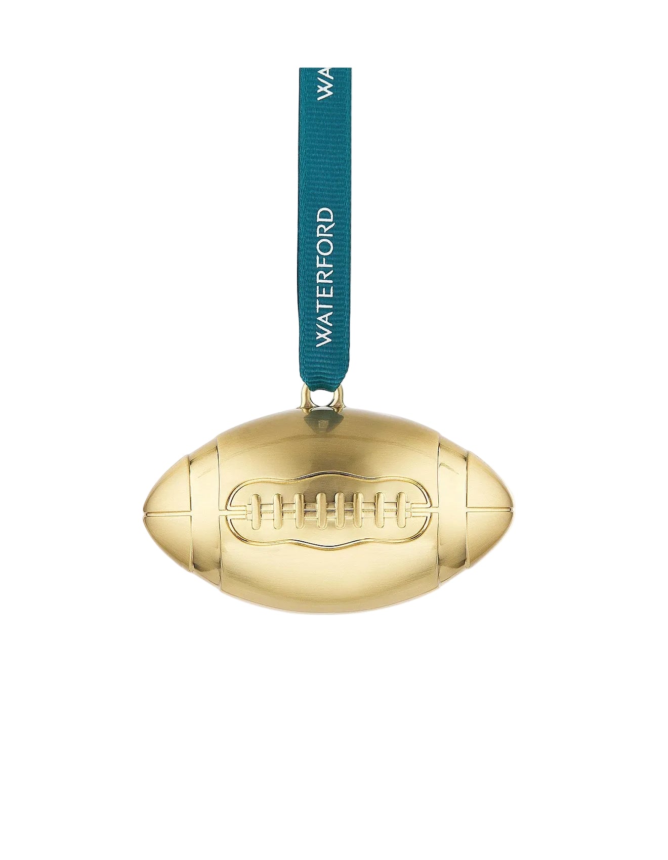 WATERFORD, FOOTBALL CHRISTMAS ORNAMENT IN GOLD-TONE METAL.