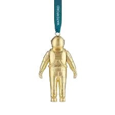 WATERFORD, SPACEMAN CHRISTMAS ORNAMENT IN GOLD-TONE METAL.
