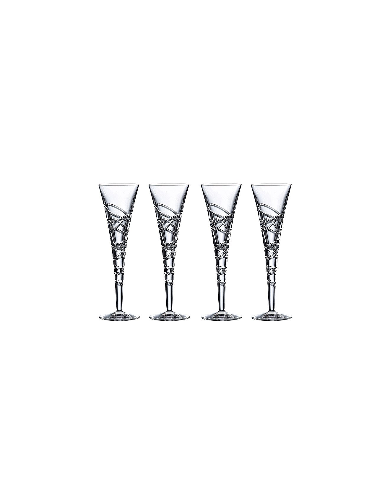 ROYAL DOULTON, SET OF FOUR ‘SATURN NOUVEAU’ CRYSTAL CHAMPAGNE FLUTES, HEIGHT 26cm, 200ML.