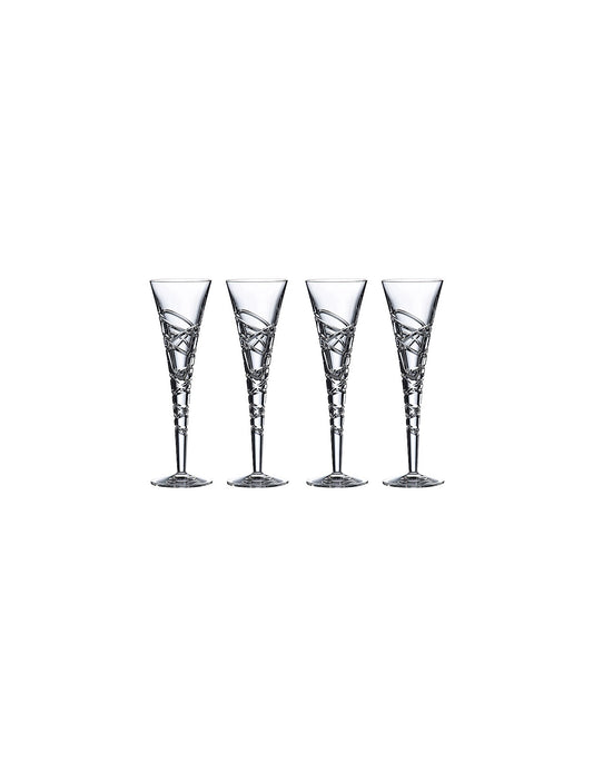 ROYAL DOULTON, SET OF FOUR ‘SATURN NOUVEAU’ CRYSTAL CHAMPAGNE FLUTES, HEIGHT 26cm, 200ML.