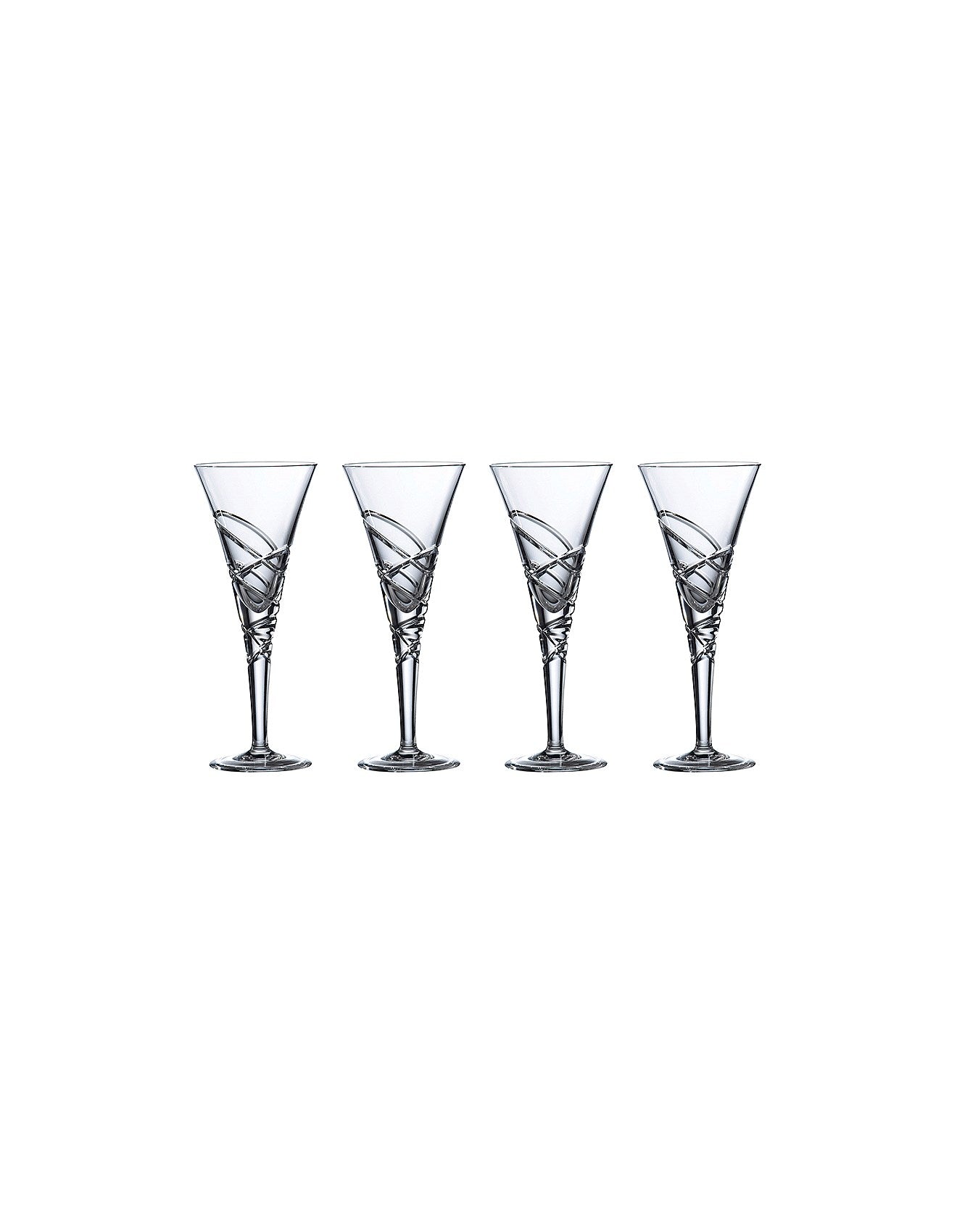 ROYAL DOULTON, SET OF FOUR ‘SATURN NOUVEAU’ CRYSTAL GLASSES, HEIGHT 24cm, 230ML.