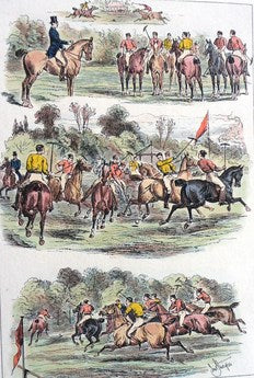 M. STURGIS, MILITARY POLO AT HURLINGTON, FRAMED PRINT OF THE 19th CENTURY HAND COLOURED ENGRAVING, IMAGE 35 x 23cm, FRAME 62 x 50cm.