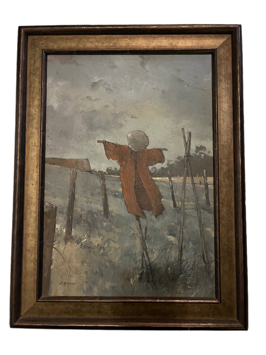DESMOND NORMAM (B 1930), SCARECROW, OIL ON BOARD.