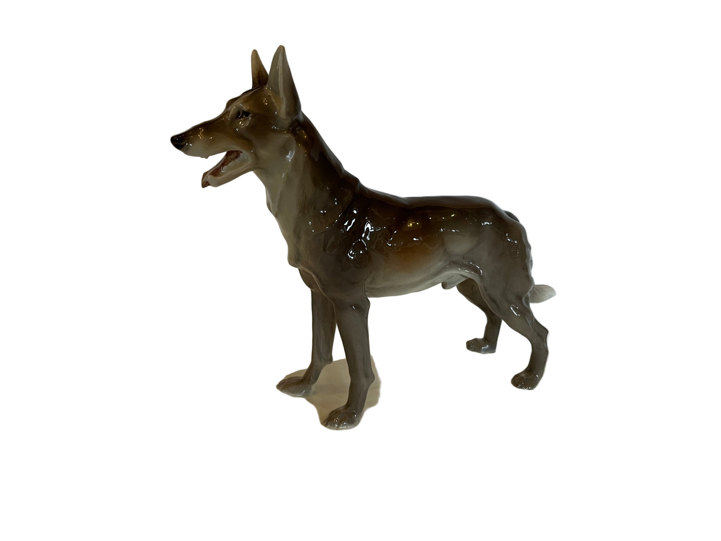 ART DECO GOLDSCHEIDER, AUSTRIA, CERAMIC WOLF DOG FIGURE, SIGNED HUGO POSTL, 30 x 27 x 12cm.