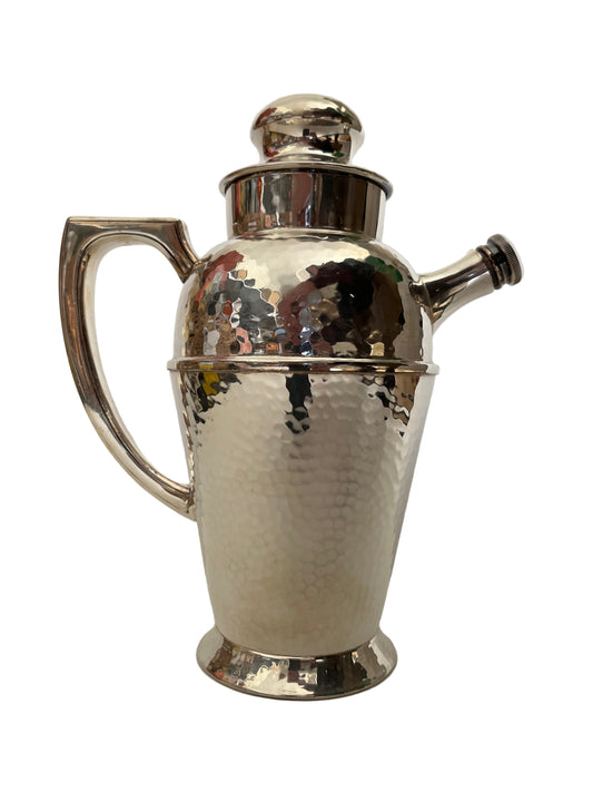 CANADIAN, E.P.B.M, HAMMERED FINISH COCKTAIL SHAKER, HEIGHT 24cm, CIRCA 1940.