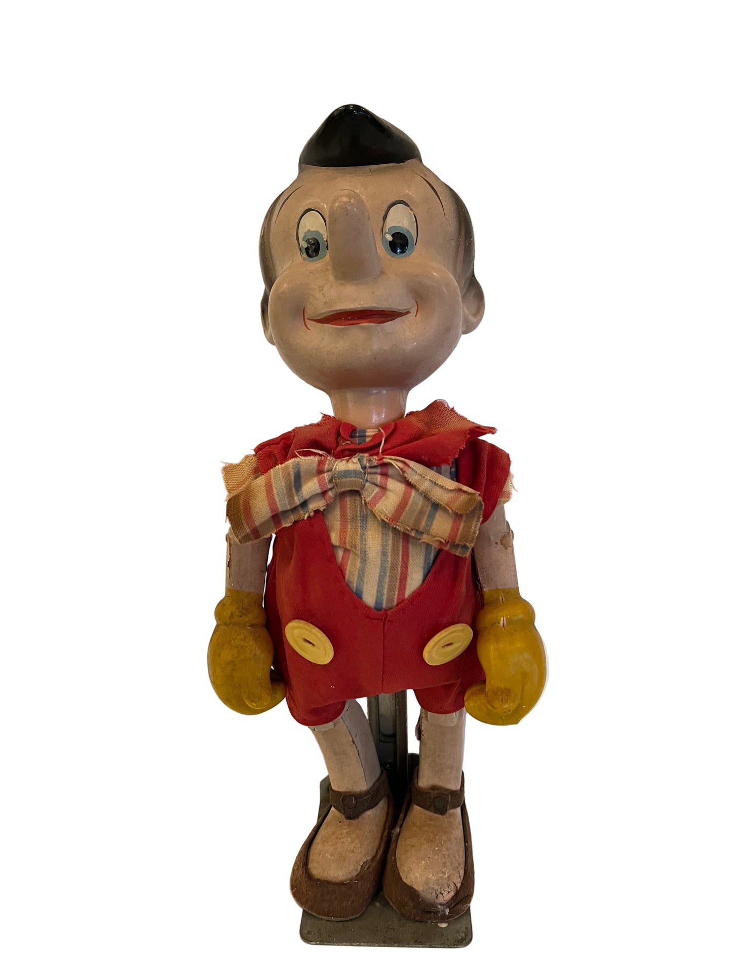PINOCCHIO, KNICKERBOCKER TOYS, ARTICULATED DOLL ON STAND, HEIGHT 35cm, CIRCA 1940.