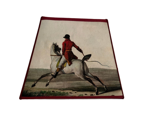 RED COAT RIDER & HORSE, FRENCH LAMPSHADE SMALL RECTANGLE PM, WIDTH 20cm, HEIGHT 15.5cm.