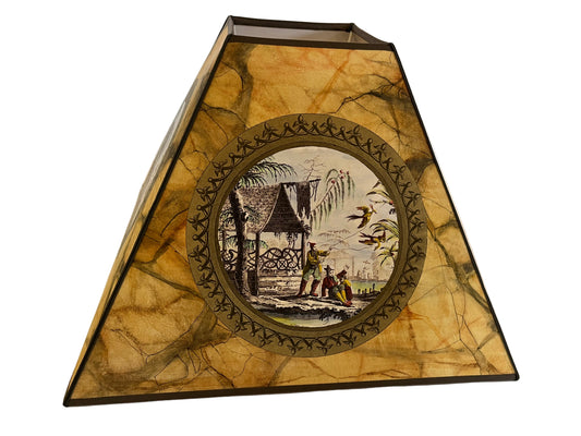 CHINOISERIE, FRENCH SQUARE LAMPSHADE, WIDTH 35cm, HEIGHT 24cm.