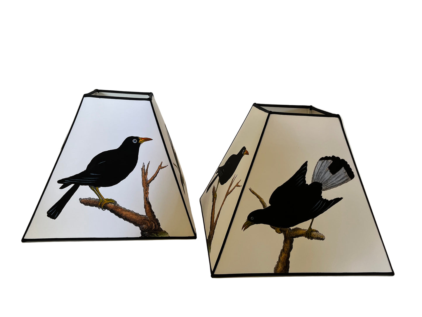 BLACK BIRD, FRENCH SQUARE LAMPSHADE, WIDTH 30cm, HEIGHT 25cm