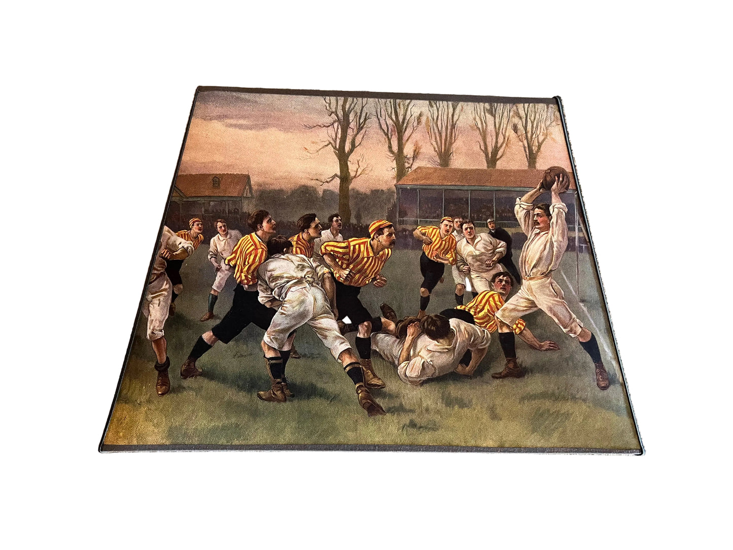 LARGE EXCLUSIVE FRENCH RECTANGULAR LAMPSHADE ‘RUGBY’, Base 27 x 40cm, Top 17 x 23cm, Height 27cm.