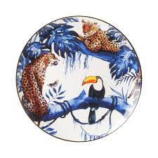 HEINEN DELFTS BLAUW WALL PLATE, IN THE JUNGLE, 26cm.