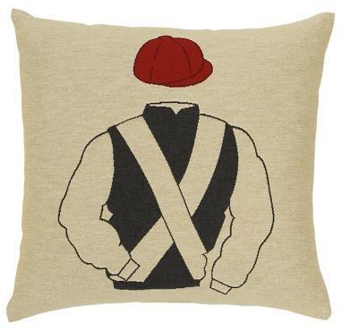 ADORABELLA, CREAM JOCKEY JACKET JACQUARD CUSHION, 47cm SQUARE, MADE IN AUSTRALIA.
