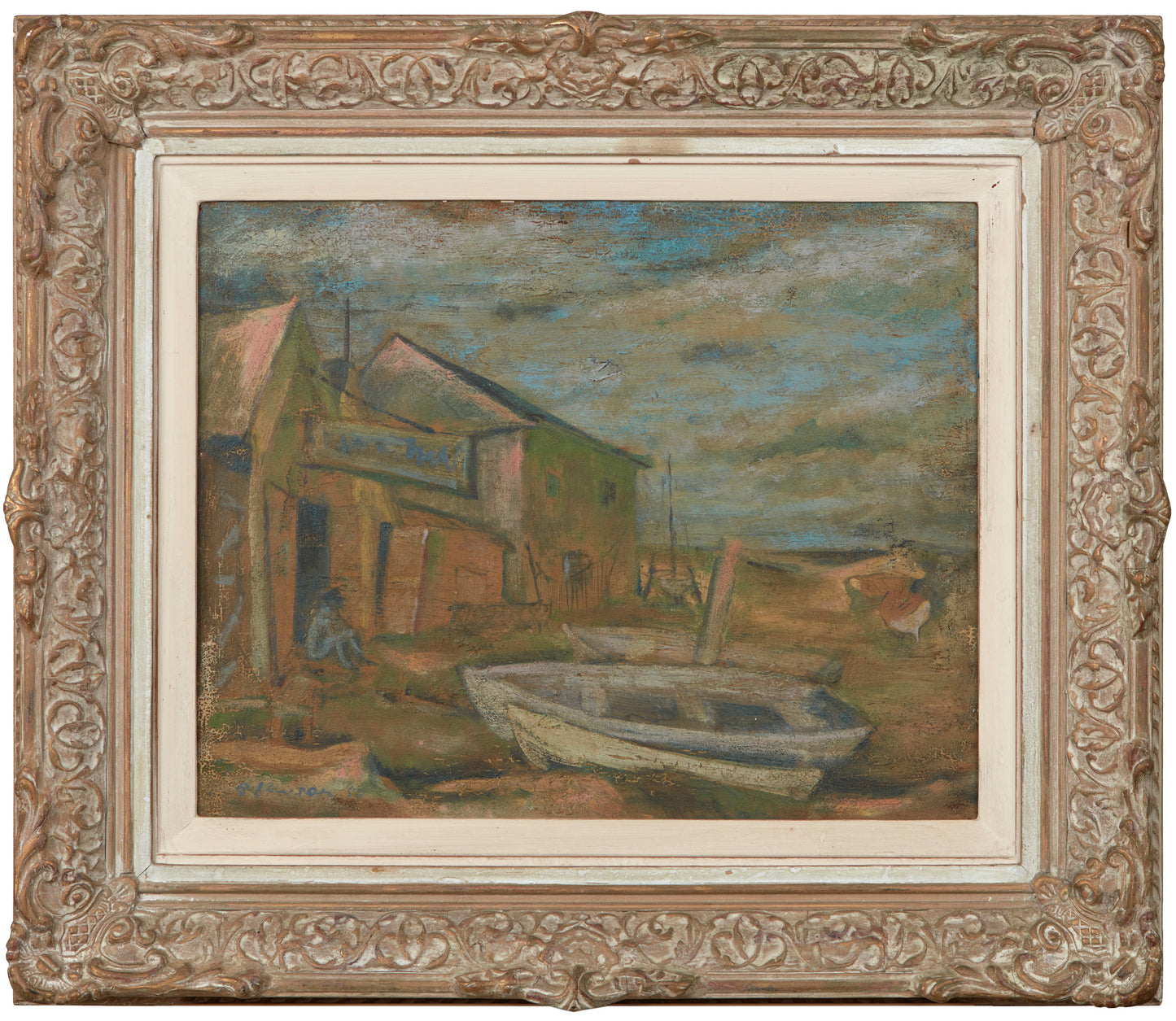 BOAT SCENE, SIGNED BERNARD JOHN LAWSON, (1909-1998) CIRCA 1950