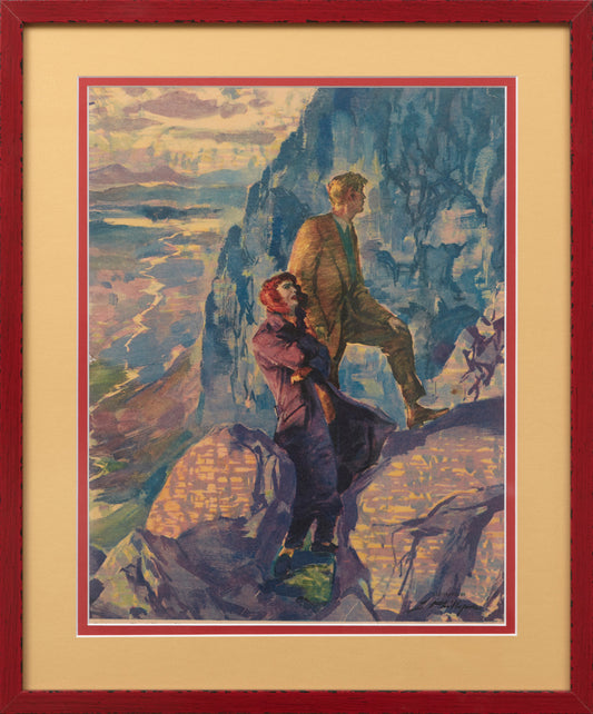 'CLIMBING THE MOUNTAIN', VINTAGE PRINT, SIGNED L. PHILLIPS