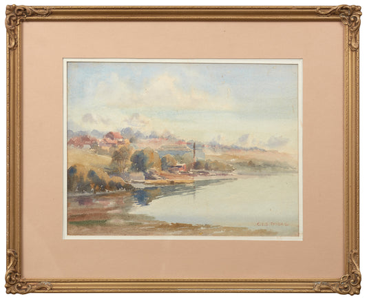 BAY SCENE, SIGNED C.E.S. TINDALL, CIRCA 1930