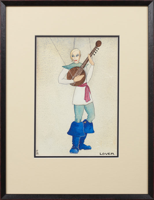 LOVER, FLORENCE MARTIN, 1908-1984, WATER COLOUR, INITIALED LOWER LEFT.