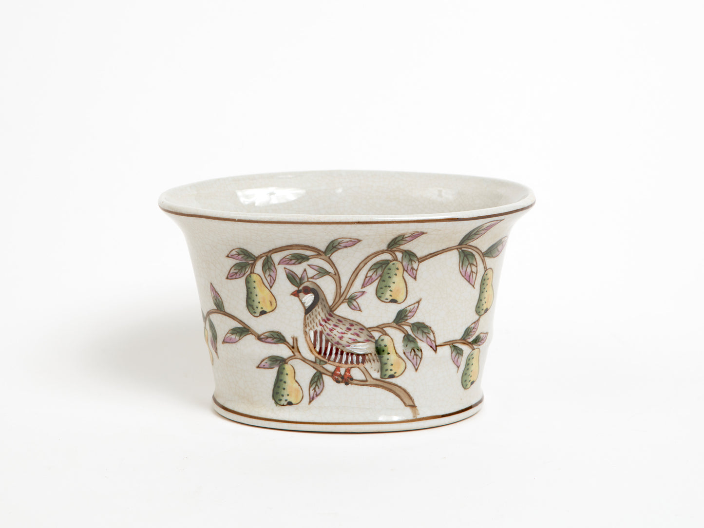 PARTRIDGE IN A PEAR TREE OVAL CERAMIC POT