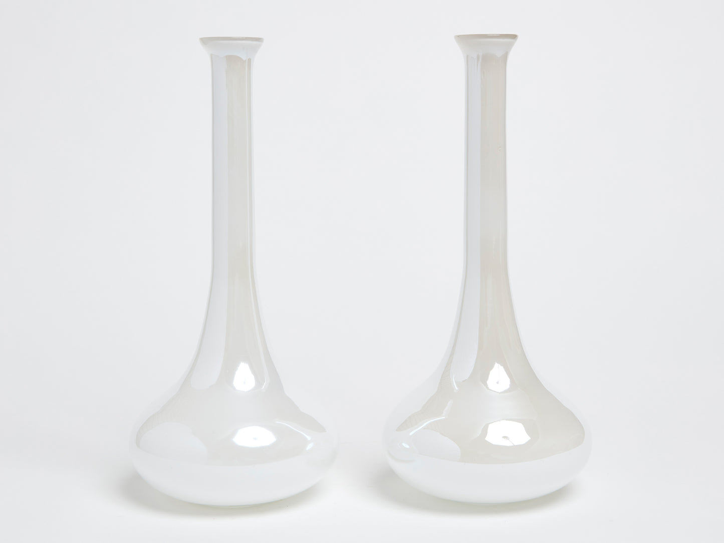 A PAIR OF MILK GLASS VASES, CIRCA 1960